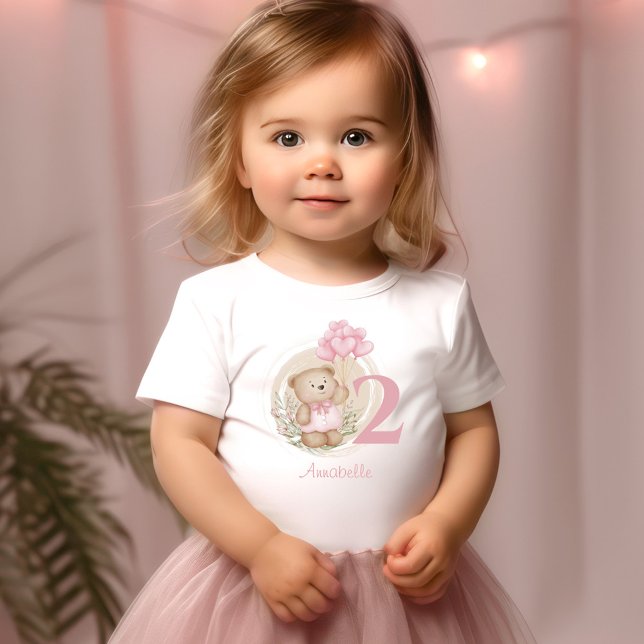 2.ª Camiseta Cute Teddy Bear Toddler (2nd Birthday Cute Teddy Bear Toddler T-shirt)