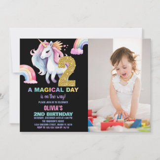 2.ª invitación a cumpleaños de Rainbow Unicorn con