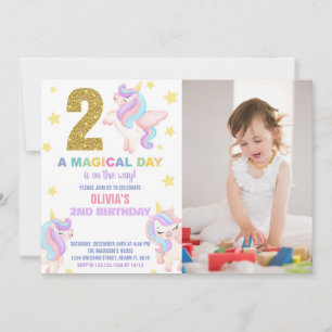 2.ª invitación a cumpleaños de Rainbow Unicorn con