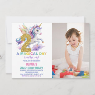 2.ª invitación a cumpleaños de Rainbow Unicorn con