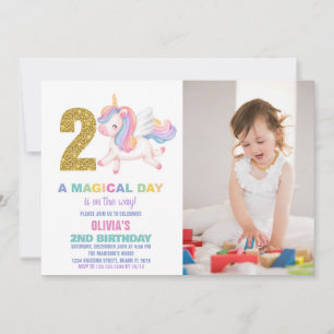 2.ª invitación a cumpleaños de Rainbow Unicorn con