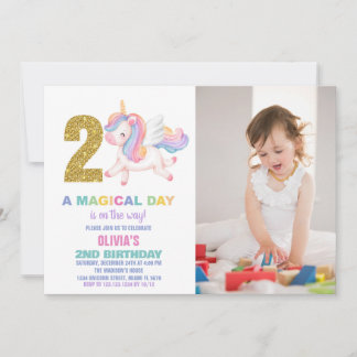 2.ª invitación a cumpleaños de Rainbow Unicorn con