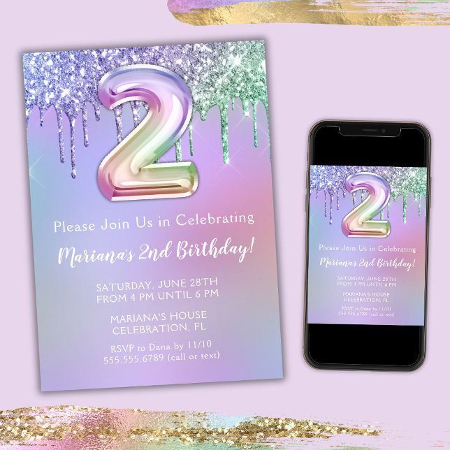 2.ª invitación a fiesta de cumpleaños Purpurina ro (Subido por el creador)