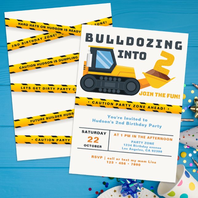 2.ª Invitación a la Fiesta de la Construcción (2nd Birthday Party Invite)