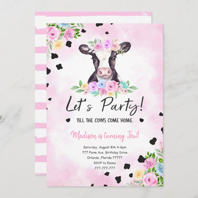 2.ª invitación a las vacas de cumpleaños (Anverso / Reverso)