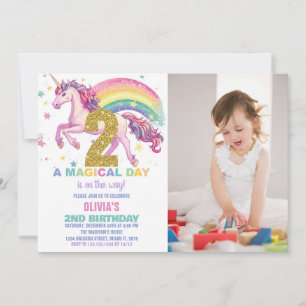 2.ª invitación a unicornio para el cumpleaños con 