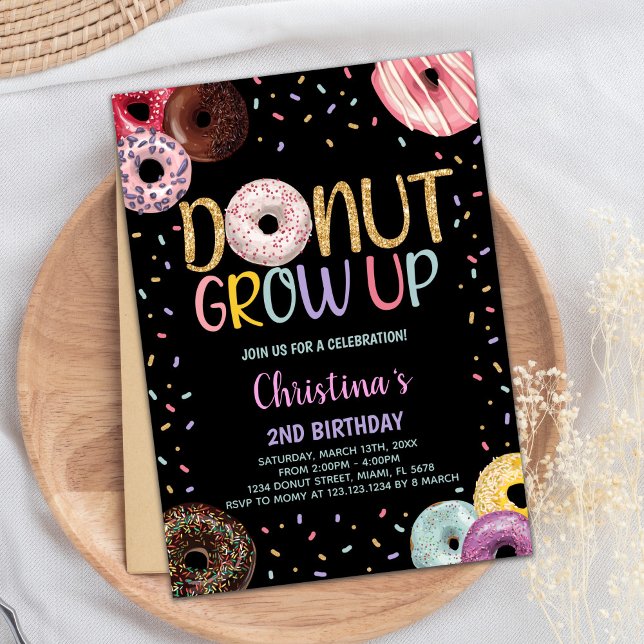2.ª invitación de cumpleaños de Donuts negros (2nd Black Donuts Birthday Invitations)