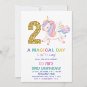 2.ª invitación de cumpleaños de Rainbow Unicorn