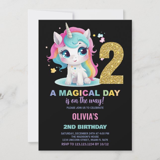 2.ª invitación de cumpleaños de Unicornio (Anverso)
