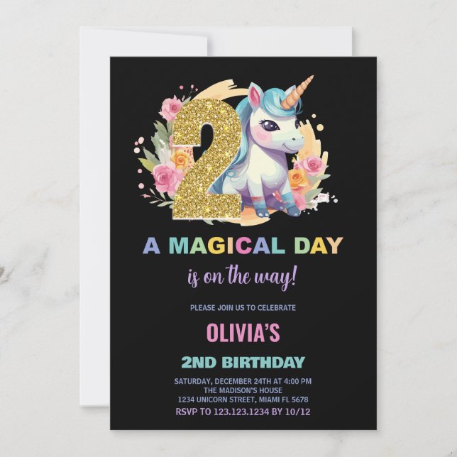 2.ª invitación de cumpleaños de Unicornio (Anverso)