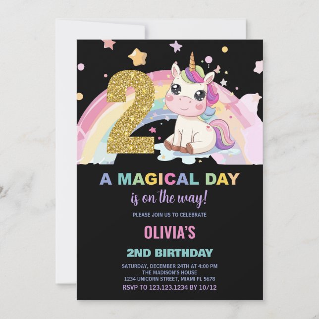 2.ª invitación de cumpleaños de Unicornio (Anverso)