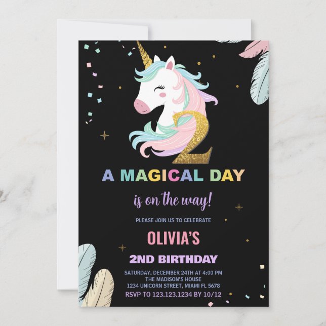 2.ª invitación de cumpleaños de Unicornio (Anverso)
