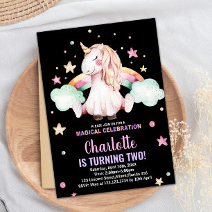2.ª invitación de cumpleaños de Unicornio negro
