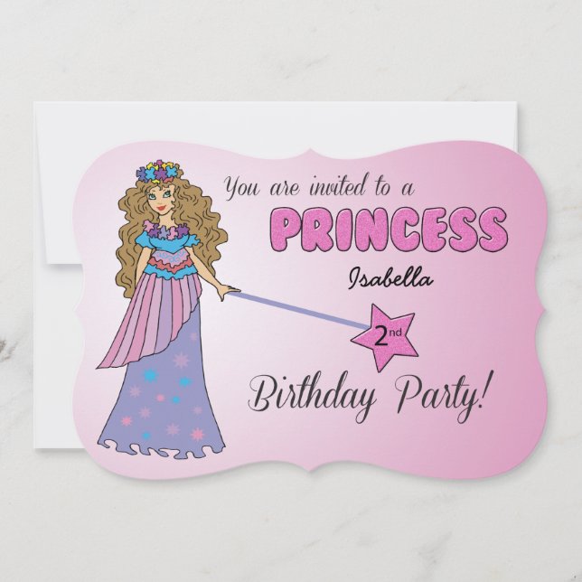 2.ª invitación de cumpleaños Princesa rosa con var (Anverso)