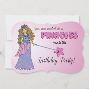 2.ª invitación de cumpleaños Princesa rosa con var