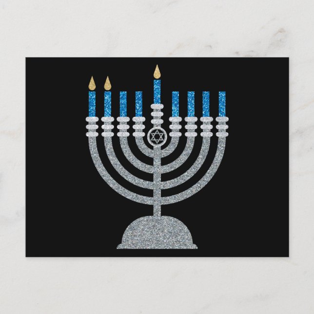 2.ª postal de la noche de Hanukkah Purpurina (Anverso)