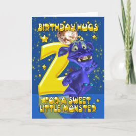 2.ª Tarjeta De Cumpleaños Con Monstruo Azul Cuto -