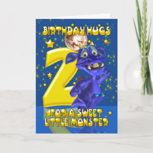 2.ª Tarjeta De Cumpleaños Con Monstruo Azul Cuto -