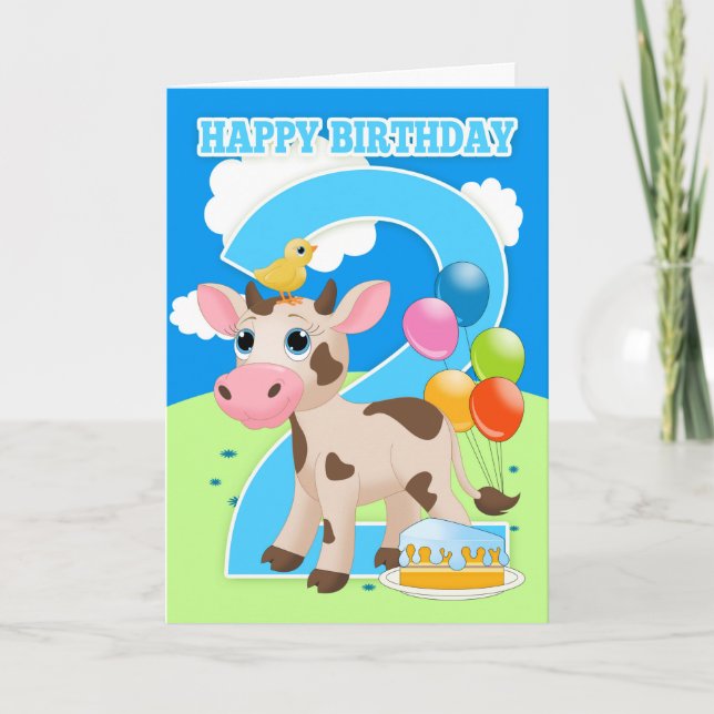 2.ª Tarjeta De Cumpleaños Con Pastel De Vaca Peque (Anverso)