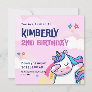2.ª Tarjeta de invitación de cumpleaños de Unicorn