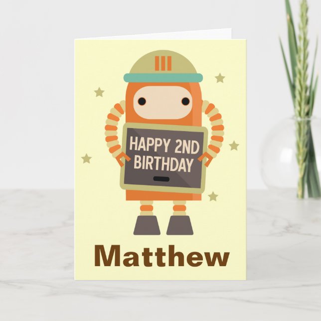 2.ª tarjeta personalizada Birthday Robot vintage (Anverso)