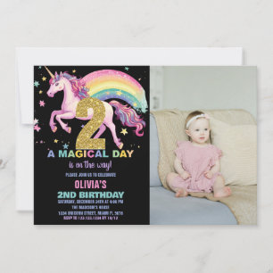 2.ª unicornio invitaciones de cumpleaños foto en n