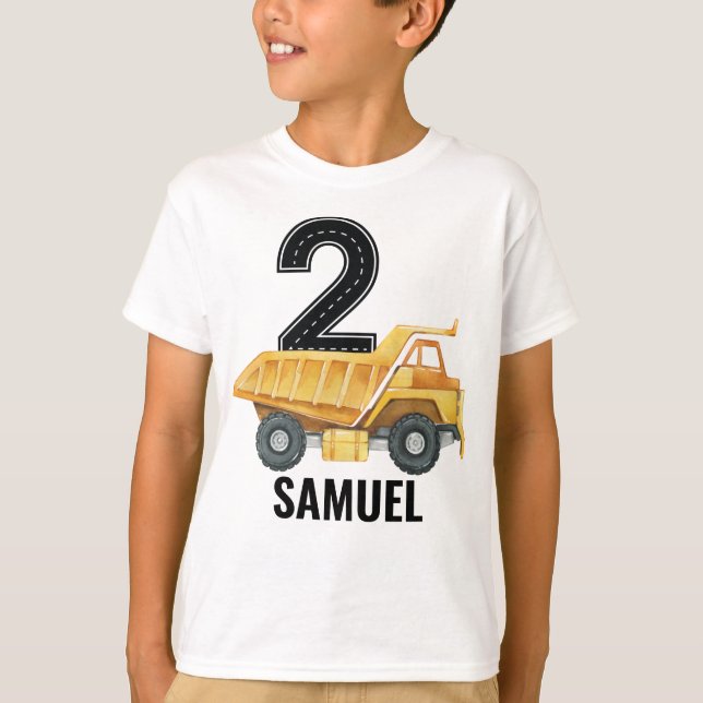 2.º cumpleaños Camión de construcción camiseta vol (Anverso)