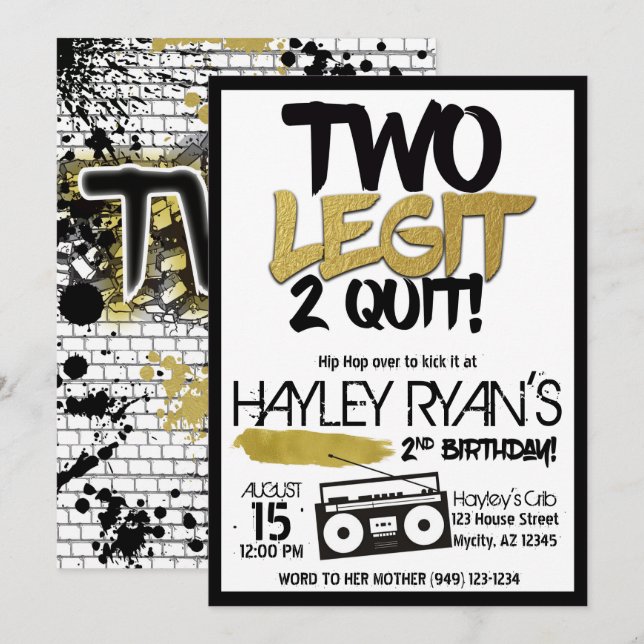 2.º Cumpleaños Dos Letras Dos Invitación Para Sali (Anverso / Reverso)