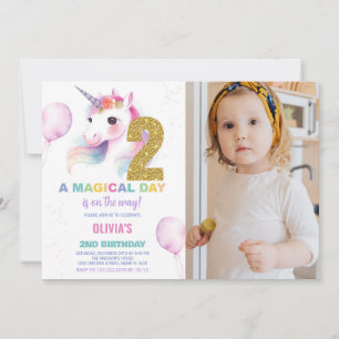 2.º cumpleaños Unicornio, foto de invitaciones de