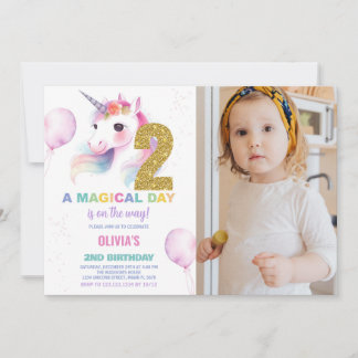 2.º cumpleaños Unicornio, foto de invitaciones de
