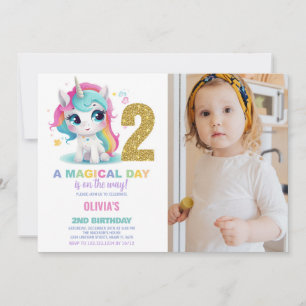 2.º cumpleaños Unicornio, foto de invitaciones de 