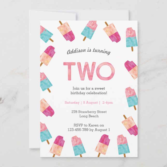 2.º Fiesta de cumpleaños | Invitación a la helada  (Anverso)
