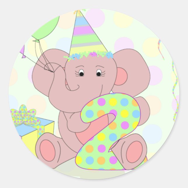 2.º Pegatina del Elefante de Cumpleaños (Anverso)