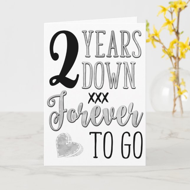 2° Aniversario, 2 Años Atrás Para Ir Tarjeta (flor amarilla)