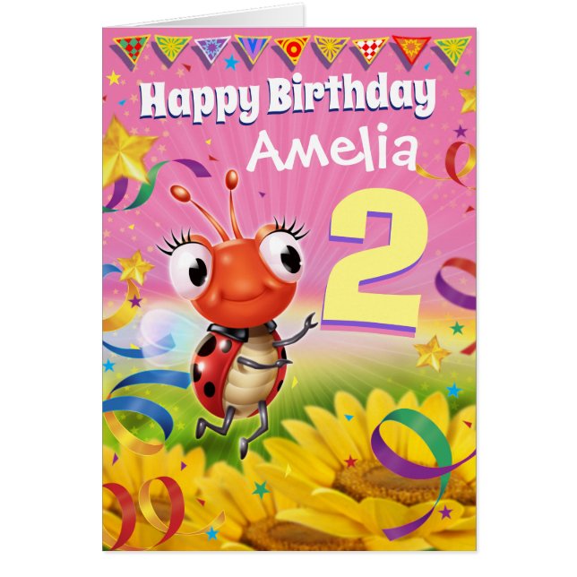 2 años tarjeta de cumpleaños Personalizado Little  (Frente)