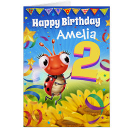 2 años tarjeta de cumpleaños Personalizado Little 