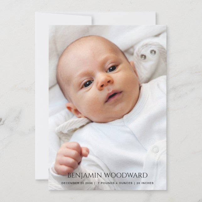 2 Anuncio de nacimiento de bebé de foto (Anverso)