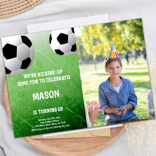 2 Balls Soccer Birthday Invitaciones con foto