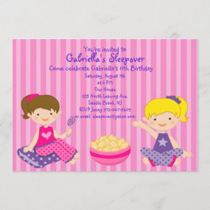 2 Chicas Sleepover Invitación al cumpleaños