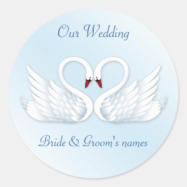 2 cisnes blancos estilizados pegatina redondo (Anverso)