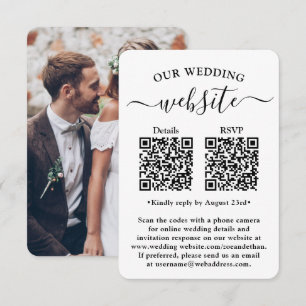 2 Códigos QR Boda RSVP Foto Tarjeta de gabinete