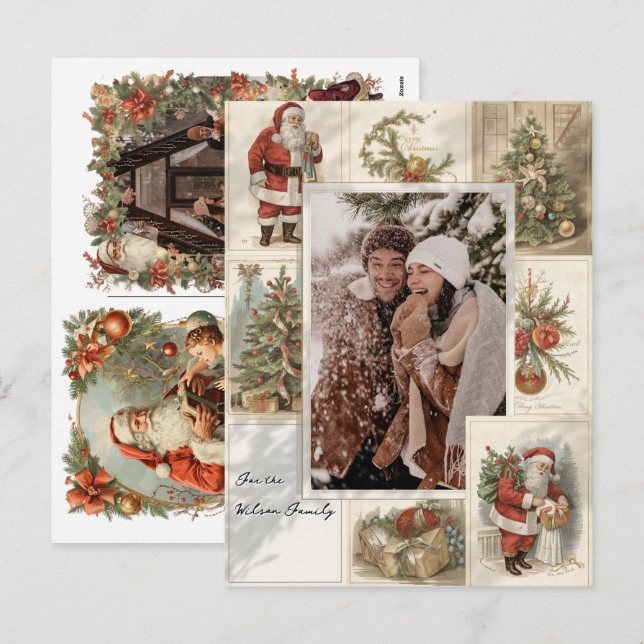 2 Collage de Fotos Feliz Navidad Vintage Navideño (Anverso / Reverso)