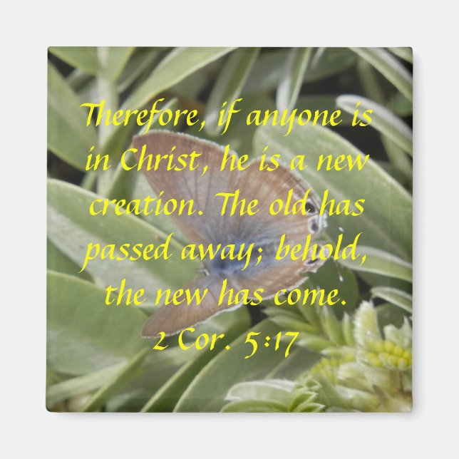 2 Cor imán de mariposa de 5:17 (Frente)