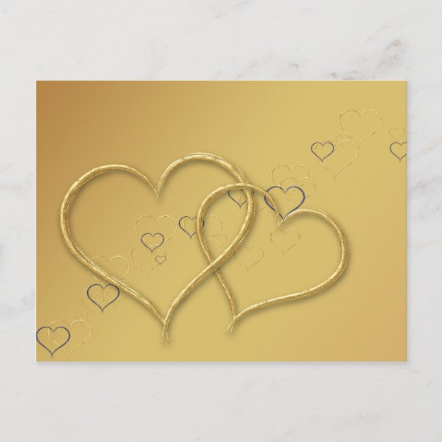 2 corazones dorados - postal (Anverso)
