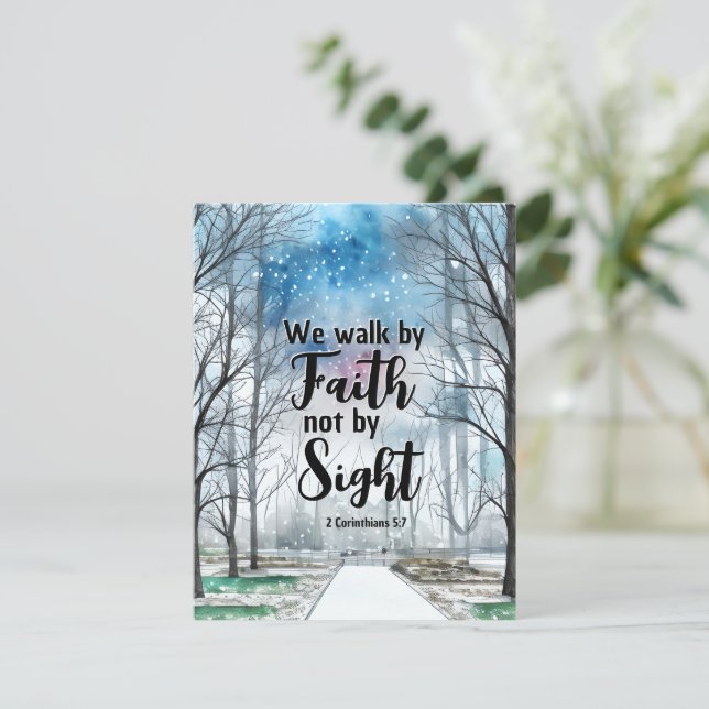 2 corintios 5:7 Caminar por tarjeta plana de la Bi (Anverso de pie)