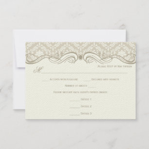 #2 Crema Beige Damask Remolinos RSVP Opción de men