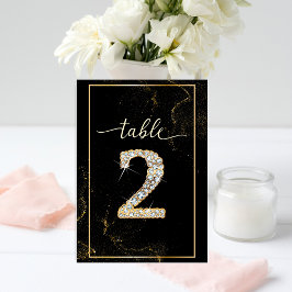2 Elegantes números de mesa de diamante imprimible