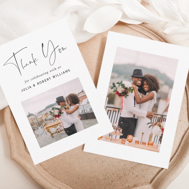 2 Foto Boda de caligrafía moderna Tarjeta de agrad (Subido por el creador)