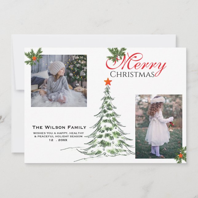 2 Foto Feliz Navidad y Ramas Verdes (Anverso)