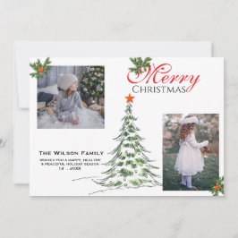 2 Foto Feliz Navidad y Ramas Verdes